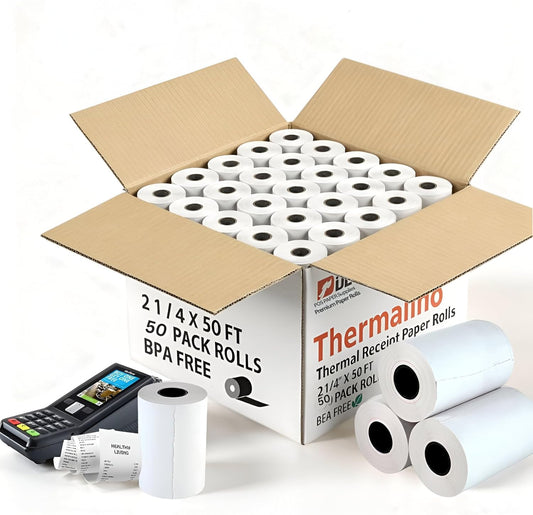 2 1/4" x 50' POS Paper - 50 Rolls - 2 1/4" x 50' Thermal Receipt Paper Rolls BPA Free).